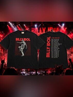 Billy Idol Live 2023 Tour Graphic Tee Black Comfort Colors 2XL